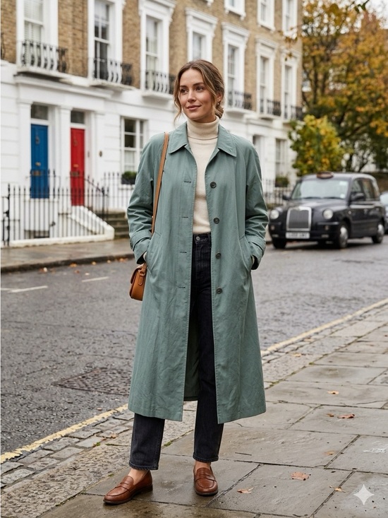 Jackets & Blazers - Vintage London Fog full length sagey green-blue trench coat